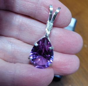Custom Wire Wrapped Alexandrite Faceted (Corundum) Necklace/Pendant Sterling Silver