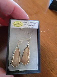 Custom Cut Polished Wire Wrapped Virginia Tech Hokie Stone Earrings Sterling Silver