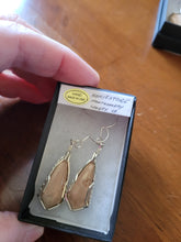 Load image into Gallery viewer, Custom Cut Polished Wire Wrapped VA Tech Hokie Stone Earrings Sterling Silver