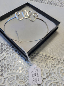 Custom Wire Wrapped Triple Heart Sterling Silver Bracelet Size 7