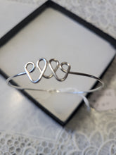 Load image into Gallery viewer, Custom Wire Wrapped Triple Heart Sterling Silver Bracelet Size 6 3/4