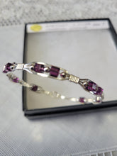 Load image into Gallery viewer, Custom Wire Wrapped Amethyst Crystal Sterling Silver Bracelet Size 7