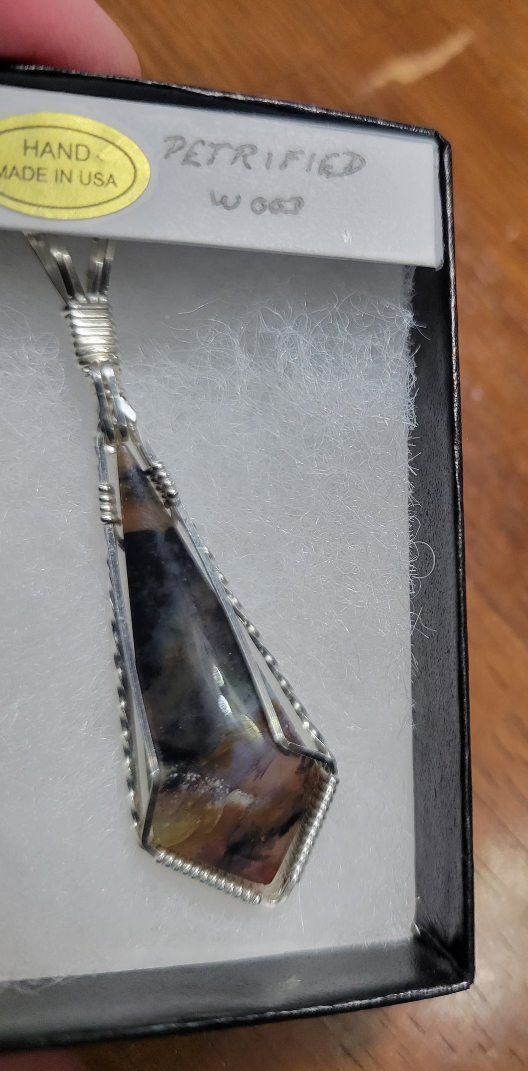 Custom Wire Wrapped Petrified Wood Necklace/Pendant Sterling Silver