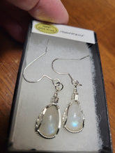 Load image into Gallery viewer, Custom Wire Wrapped Moonstone Earrings Sterling Silver