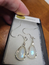 Load image into Gallery viewer, Custom Wire Wrapped Moonstone Earrings Sterling Silver