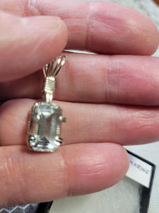 Custom Wire Wrapped Faceted Aquamarine 5.9 ct Necklace/Pendant Sterling Silver
