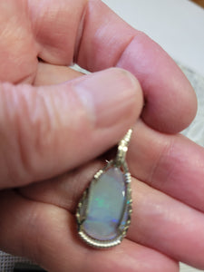 Custom Wire Wrapped Australian Opal Necklace/Pendant Sterling Silver