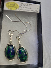 Load image into Gallery viewer, Custom Wire Wrapped Eilat Stone Earrings Sterling Silver