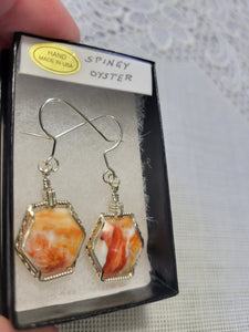 Custom Wire Wrapped Spiny Oyster Earrings Sterling Silver