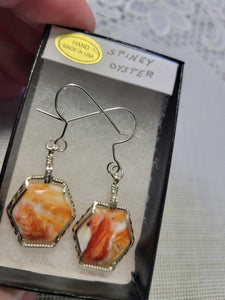 Custom Wire Wrapped Spiny Oyster Earrings Sterling Silver