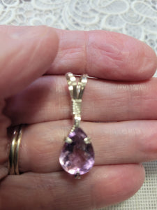 Custom Wire Wrapped Faceted Amethyst Necklace/Pendant Sterling Silver